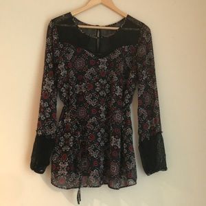 Wendy Bellissimo Black Lace Flower Blouse